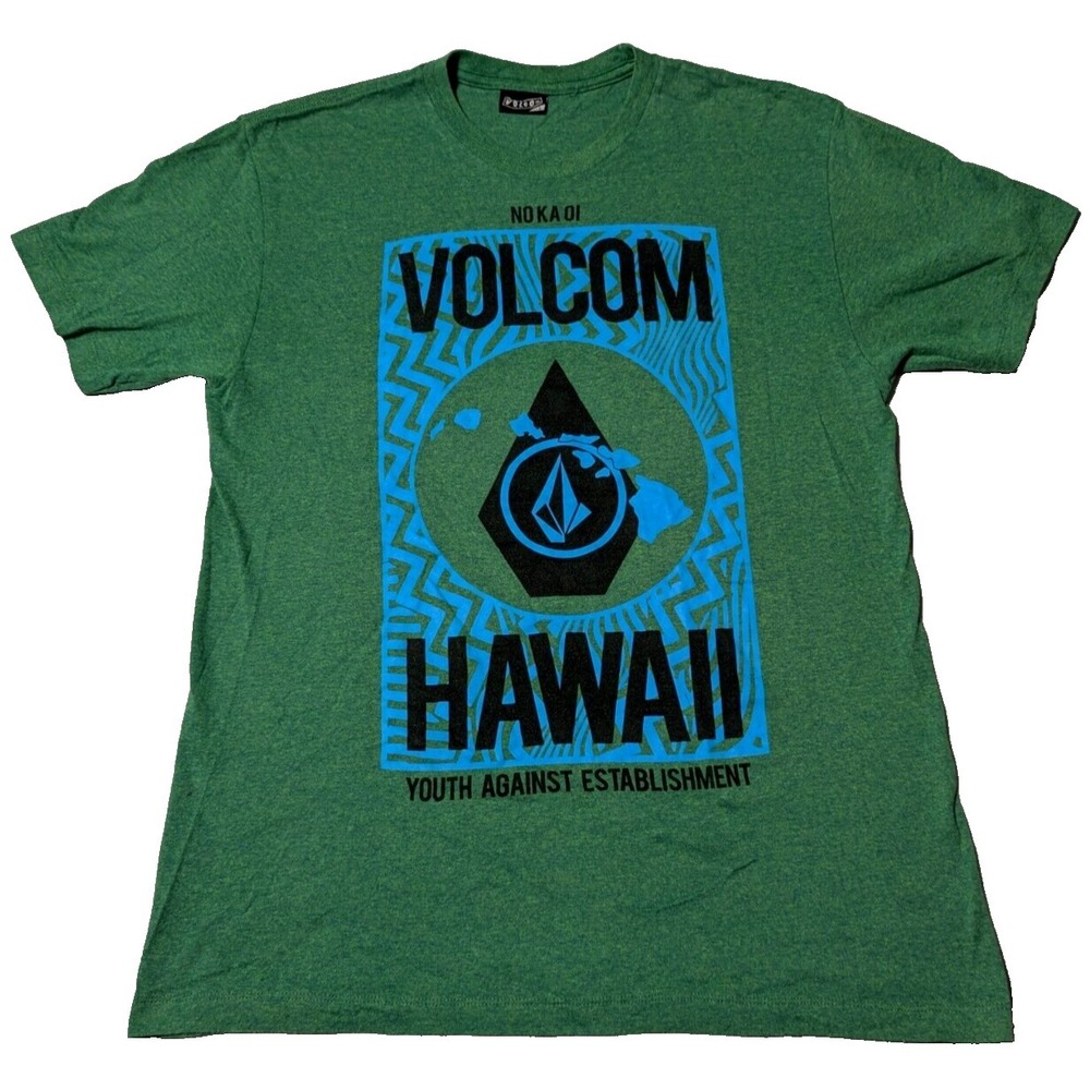 VTG VOLCOM HAWAII NO KA OI YOUTH AGAINST ESTABLISHMENT Men Large Green T-Shirt